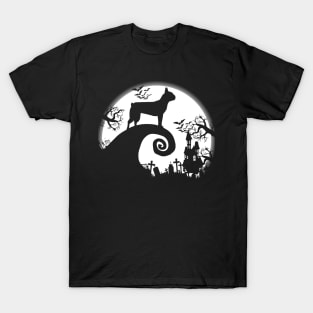 Boston Terrier And Halloween Moon T-Shirt